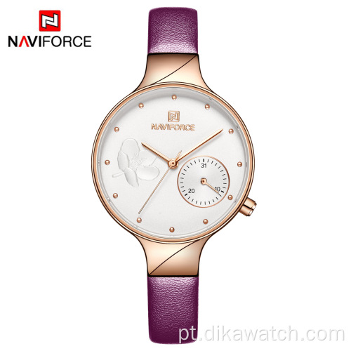 Naviforce 5001 Beautiful Flower Women Relógios Calendário Dual Dial Horas Relógio Feminino Relógios Digitais NF5001S